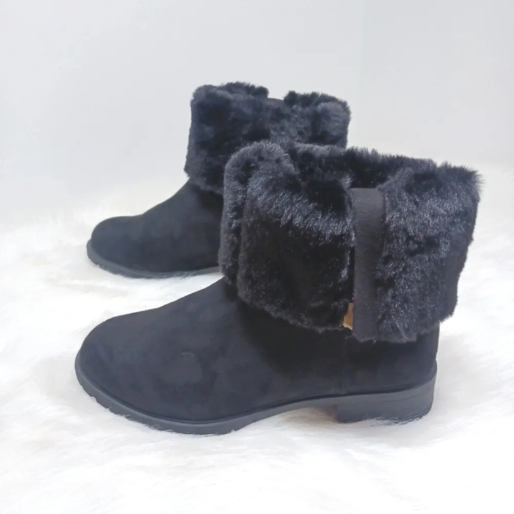 NWT Lane Bryant Boots 3 Ways to Wear Black Suede like Fur like Material Size 11W
